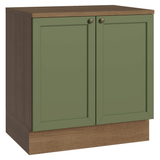 Bajo Mesada de Cocina 80 x 60 cm 2 Puertas (con Mesada) Marrón/Verde Vik Madesa