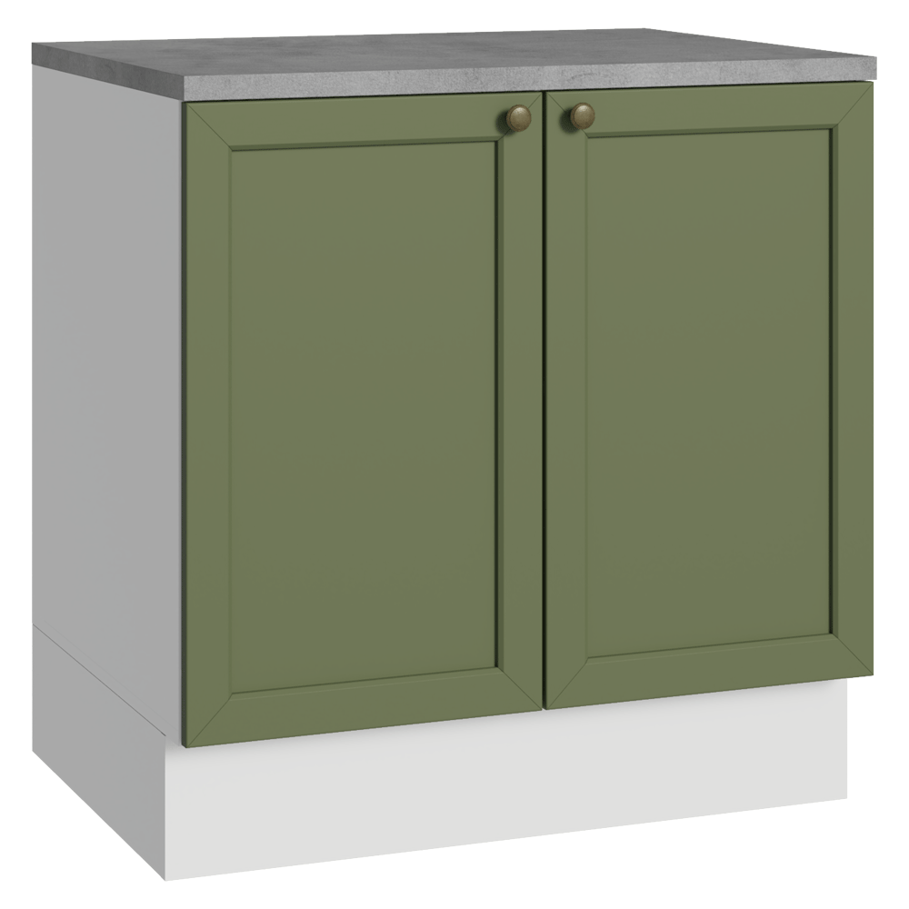 Bajo Mesada de Cocina 80 x 60 cm 2 Puertas (con Mesada) Blanco/Verde Vik Madesa