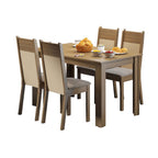 Juego de Comedor Mesa Rectangular 4 Sillas Marrón/Crema/Sintético Beige Havana Madesa