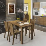 Juego de Comedor Rosie Madesa Mesa Tapa de Madera con 4 Sillas Marrón/Floral Beige Marrón
