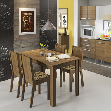 Juego de Comedor Mesa Rectangular 4 Sillas Marrón/Beige Rosie Madesa