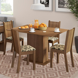 Juego de Comedor Lexy Madesa Mesa Tapa de Madera con 4 Sillas Marrón/Beige Marrón