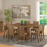 Juego de Comedor Madesa Clarice Mesa Tapa de Madera con 8 Sillas Marrón/Beige Marrón