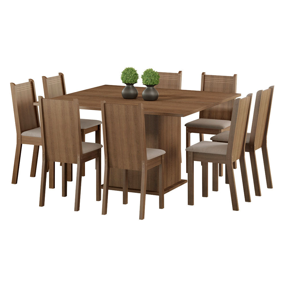 Juego de Comedor Clarice Mesa Tapa de Madera con 8 Sillas