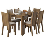 Juego de Comedor Maris Mesa con Tapa y 6 Sillas Marrón/Sintético Beige