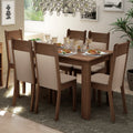 Juego de Comedor Mesa Rectangular 6 Sillas Marrón/Sintético Beige Jaíne Madesa