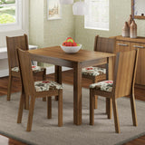 Juego de Comedor Madesa Rute Mesa Tapa de Madera con 4 Sillas Marrón/Floral Hibiscos