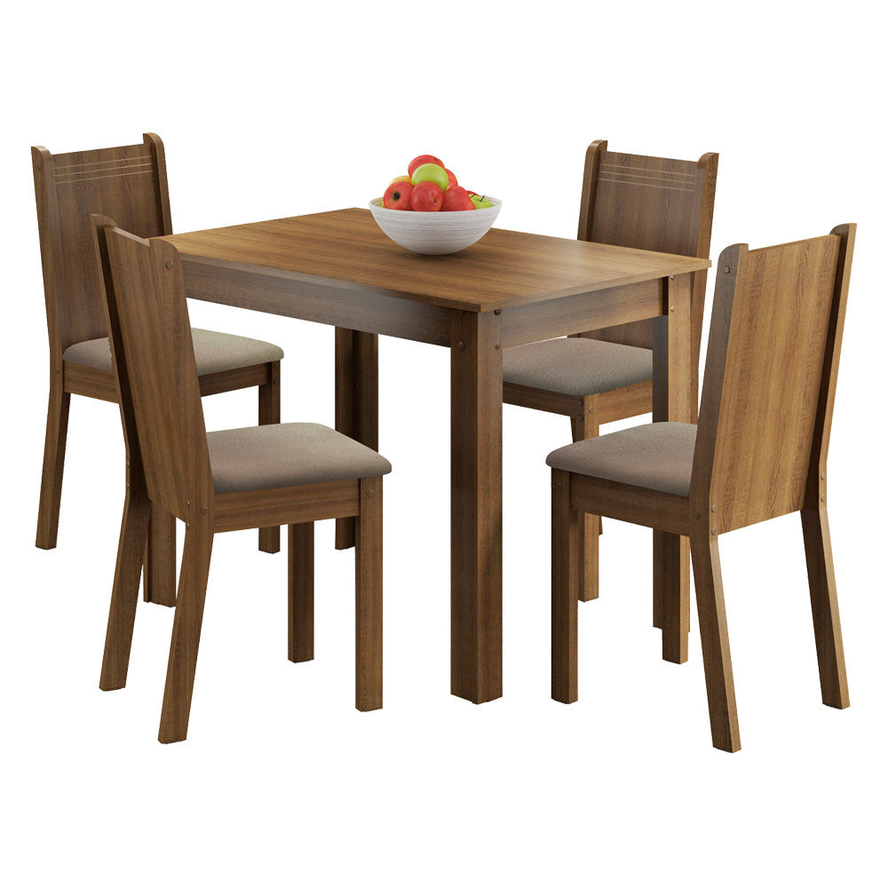 Juego de Comedor Mesa Rute Tapa de Madera con 4 Sillas