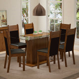 Juego de Comedor Madesa Atlanta Mesa Tapa de Vidrio con 6 Sillas Marrón/Negro/Sintético Negro