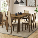 Juego de Comedor Madesa Miriam Mesa Tapa de Madera con 6 Sillas Marrón/Crema/Beige Marrón