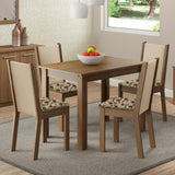 Juego de Comedor Madesa Cíntia Mesa Tapa de Madera con 4 Sillas Marrón/Crema/Beige Marrón