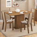 Juego de Comedor Madesa Talita Mesa Tapa de Madera con 4 Sillas Marrón/Crema/Floral Hibiscos