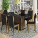 Juego de Comedor Moscou Plus Madesa Mesa Tapa de Vidrio con 6 Sillas Marrón/Negro