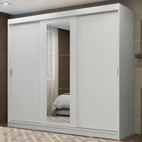 Placard Ropero Casal Madesa Kansas 3 Puertas Corredizas con Espejo 3 Cajones Blanco