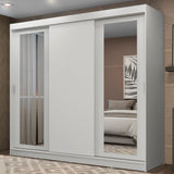 Placard Ropero Casal Madesa Kansas 3 Puertas Corredizas con Espejos 3 Cajones Blanco