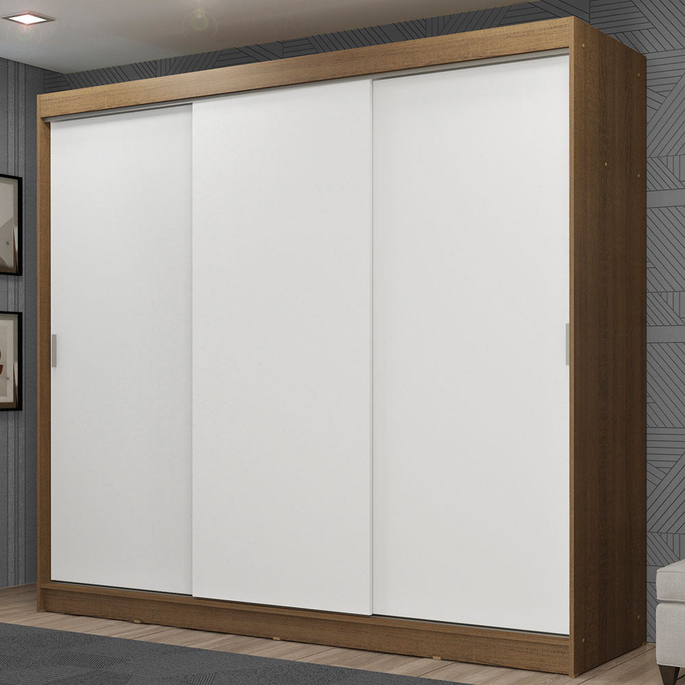 Placard Ropero Casal Madesa Kansas 3 Puertas Corredizas 3 Cajones Marrón/Blanco