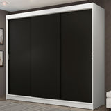 Placard Ropero Casal Madesa Kansas 3 Puertas Corredizas 3 Cajones Blanco/Negro
