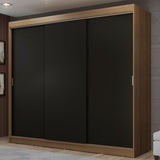 Placard Ropero Casal Madesa Kansas 3 Puertas Corredizas 3 Cajones Marrón/Negro