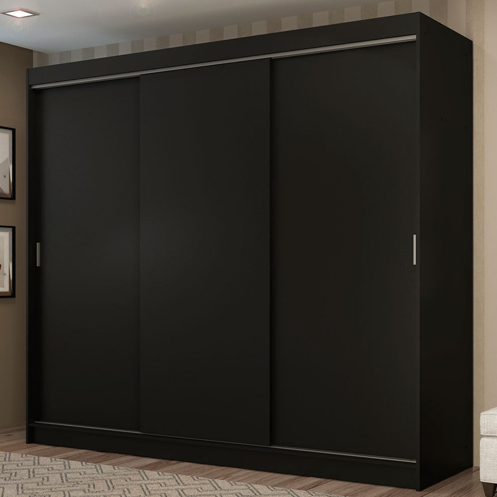 Placard Ropero Casal Madesa Kansas 3 Puertas Corredizas 3 Cajones Negro