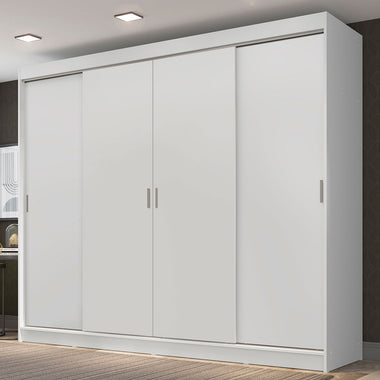 Placard Matrimonial 215 cm 4 Puertas Corredizas 3 Cajones Blanco Austin Madesa