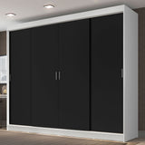 Placard Ropero Casal Madesa Austin 4 Puertas Corredizas 3 Cajones Blanco/Negro