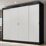 Placard Ropero Casal Madesa Austin 4 Puertas Corredizas 3 Cajones Negro/Blanco
