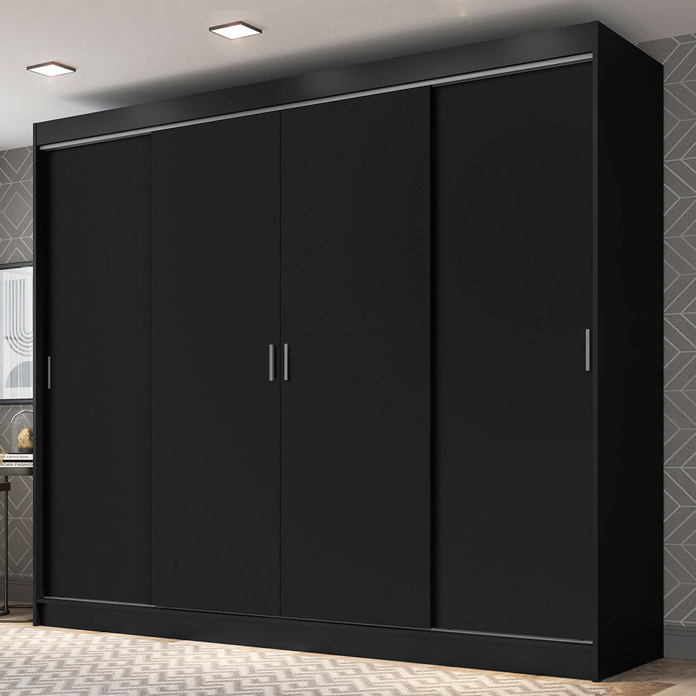 Placard Ropero Casal Madesa Austin 4 Puertas Corredizas 3 Cajones Negro