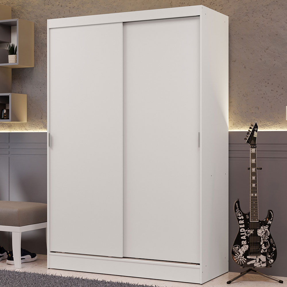 Placard Soltero Luke 119 cm 2 Puertas Corredizas 2 Cajones Blanco Madesa
