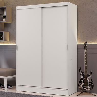 Placard Soltero Luke 119 cm 2 Puertas Corredizas 2 Cajones Blanco Madesa