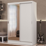Placard Soltero Luke 119 cm 2 Puertas Corredizas con 1 Espejo 2 Cajones Blanco Madesa