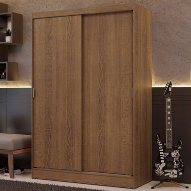 Placard Soltero 119 cm 2 Puertas Corredizas 2 Cajones Marrón Luke Madesa