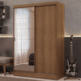 Placard Luke 119 cm 2 Puertas Corredizas con 1 Espejo 2 Cajones un Marrón Madesa
