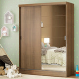 Placard Infantil Nick 2 Puertas Corredizas con Espejo Marrón