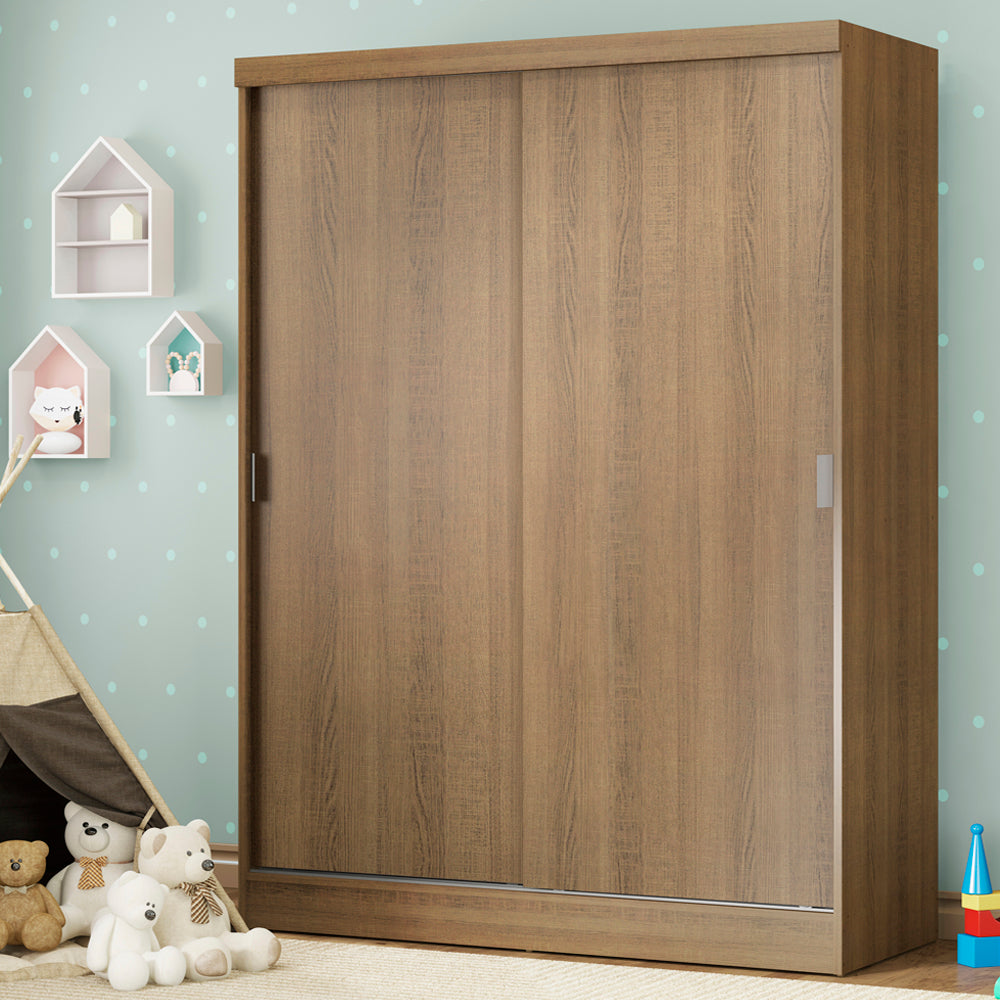 Placard Infantil Nick 120 cm 2 Puertas Corredizas 2 Cajones Marrón Madesa