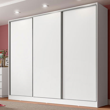 Placard Matrimonial Royale 231 cm 3 Puertas Corredizas 4 Cajones 100% MDF Blanco Madesa