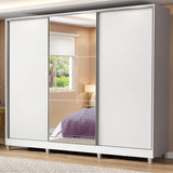 Placard Matrimonial 100% MDF Royale 3 Puertas Corredizas con Espejo con Patas Blanco