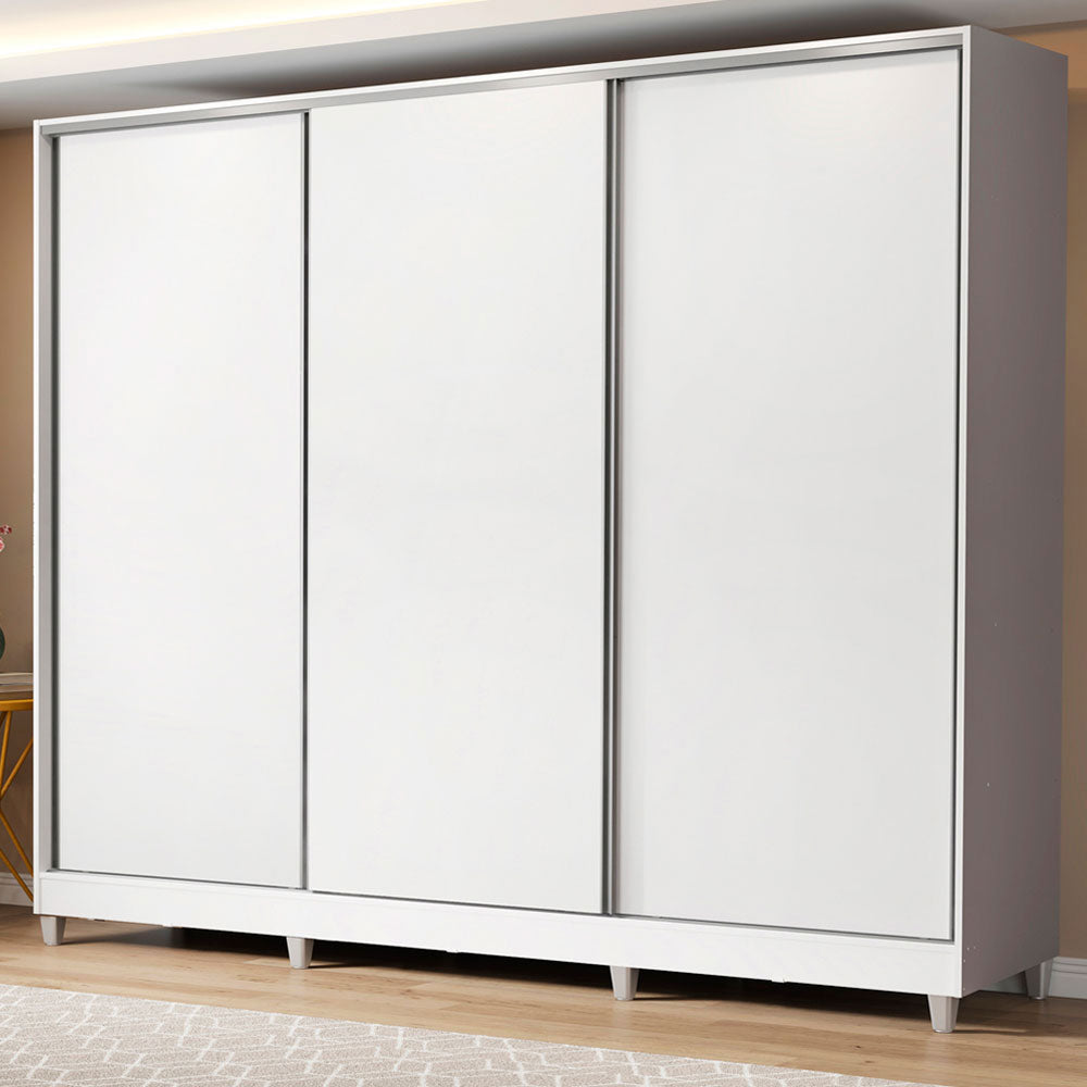 Placard Matrimonial 100% MDF Royale 3 Puertas Corredizas con Patas Blanco