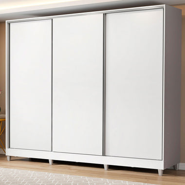 Placard Matrimonial 231 cm 3 Puertas Corredizas 4 Cajones y Patas 100% MDF Blanco Royale Madesa