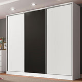 Placard Matrimonial 100% MDF Royale 3 Puertas Corredizas Blanco/Blanco/Negro