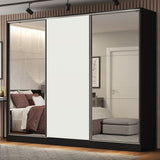 Placard Matrimonial 100% MDF Royale 3 Puertas Corredizas con Espejos Negro/Blanco