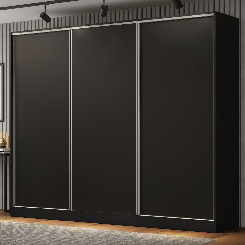 Placard Matrimonial 100% MDF Royale 3 Puertas Corredizas Negro