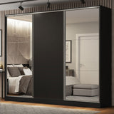 Placard Matrimonial 100% MDF Royale 3 Puertas Corredizas con Espejos Negro