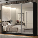 Placard Matrimonial 100% MDF Royale 3 Puertas Corredizas de Espejo Negro