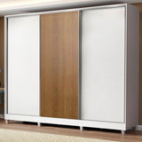 Placard Matrimonial 100% MDF Royale 3 Puertas Corredizas con Patas Blanco/Blanco/Marrón