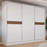 Placard Matrimonial Malta 231 cm 3 Puertas Corredizas 4 Cajones con Patas 100% MDF Blanco Madesa