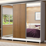 Placard Matrimonial 100% MDF Royale 3 Puertas Corredizas con Espejos con Patas Blanco/Marrón