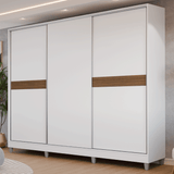 Placard Matrimonial Malta 231 cm 3 Puertas Corredizas 4 Cajones con Patas 100% MDF Blanco Madesa