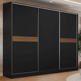 Placard Matrimonial Malta 231 cm 3 Puertas Corredizas 4 Cajones 100% MDF Negro Madesa