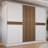 Placard Matrimonial Malta 231 cm 3 Puertas Corredizas 4 Cajones con Patas 100% MDF Blanco/Marrón Madesa