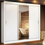 Placard Matrimonial Lyon 3 Puertas Corredizas con Espejo 2 Cajones Blanco